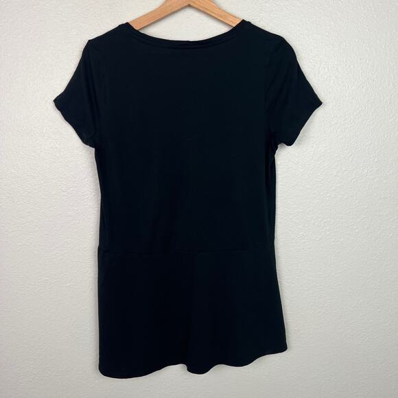 J. Jill Pure Jill XS Scoop-Neck Elliptical Tee Black Short Sleeves Pima Cotton - Picture 5 of 6